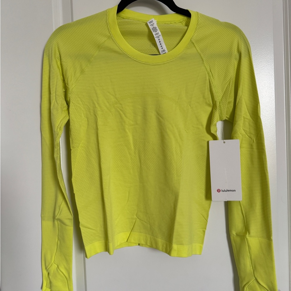 NWT Lululemon Athletica Swiftly Tech Long Sleeve Race Length - Electric Lemon